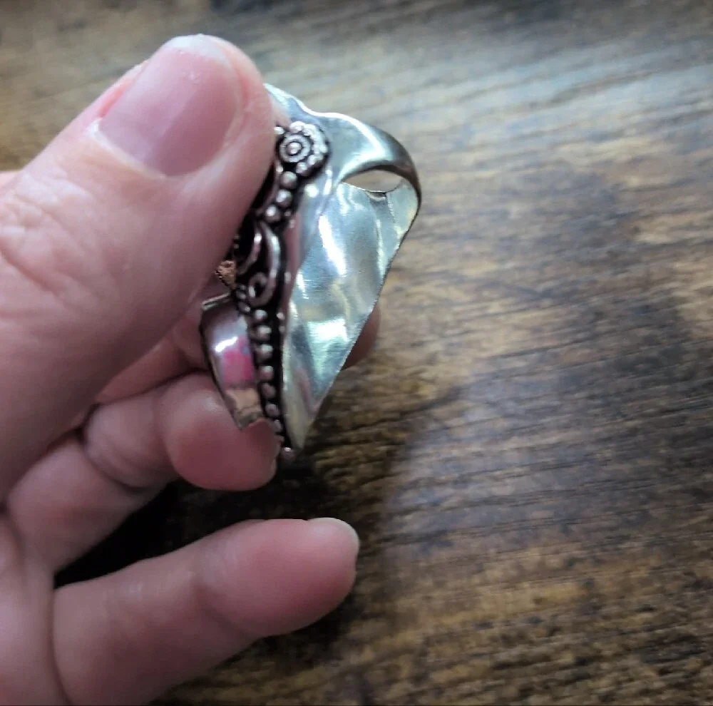 Black Onyx Gemstone Teardrop Statement Ring